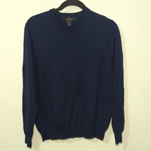 Daniel Bishop 100% Extra Fine Merino Wool V-Neck Sweater Blue Men's Size XL